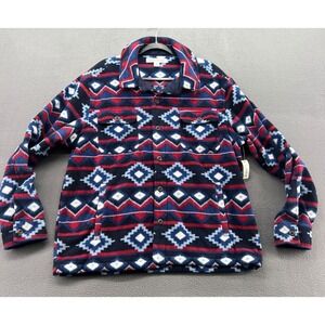 Amazon Essentials Mens Fleece Shirt Jacket XL Southwestern Geo Navy Red Aztec